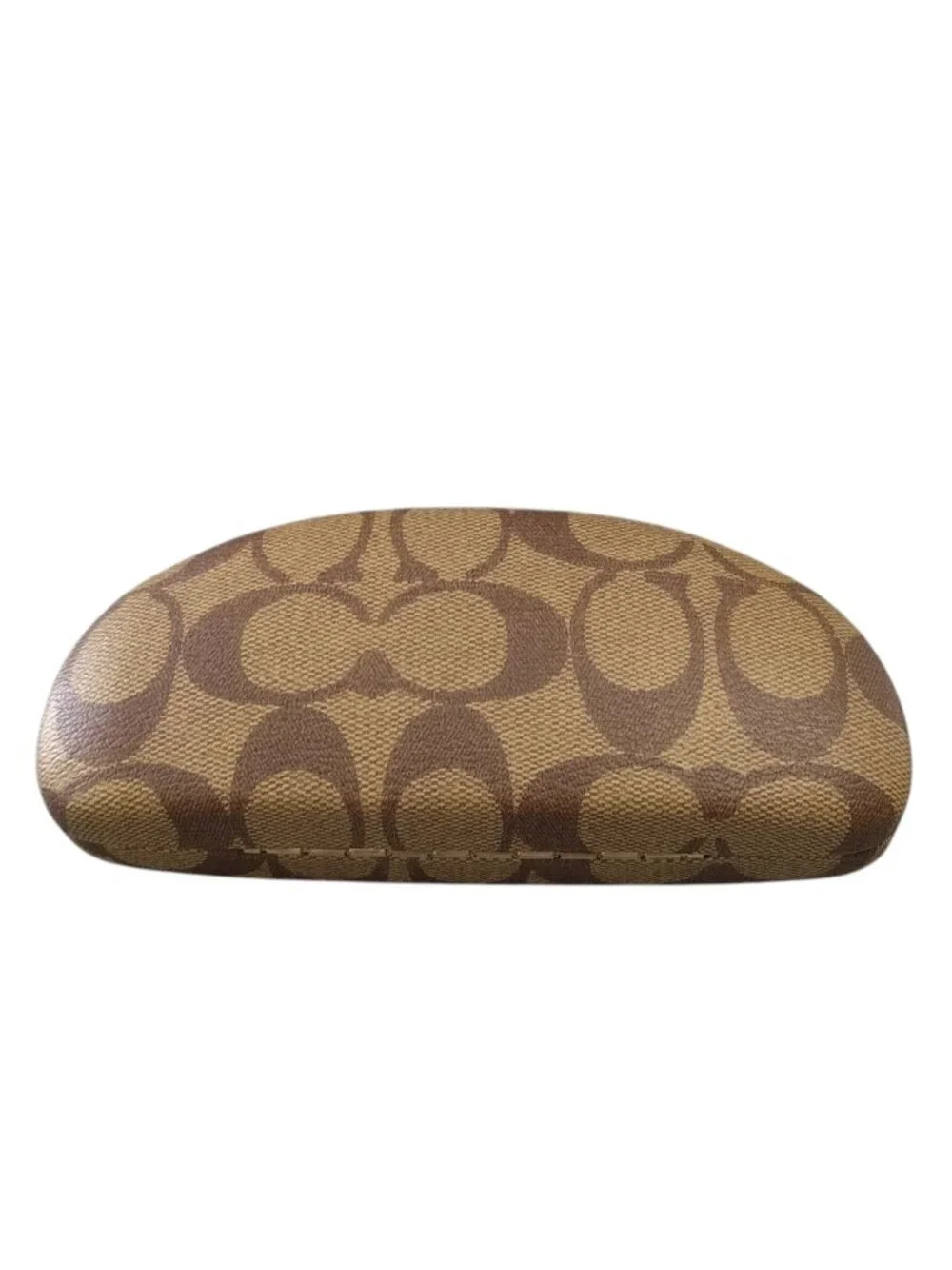 Coach Signature Clam Shell Hard Tan Brown Eye Glasses Sunglasses Case Classic